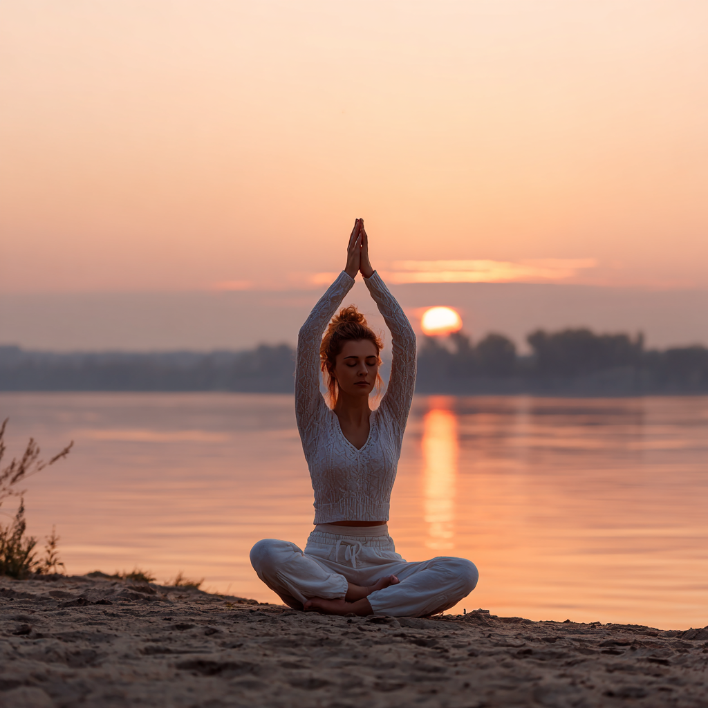 Žena praktikující jógu v přírodním prostředí